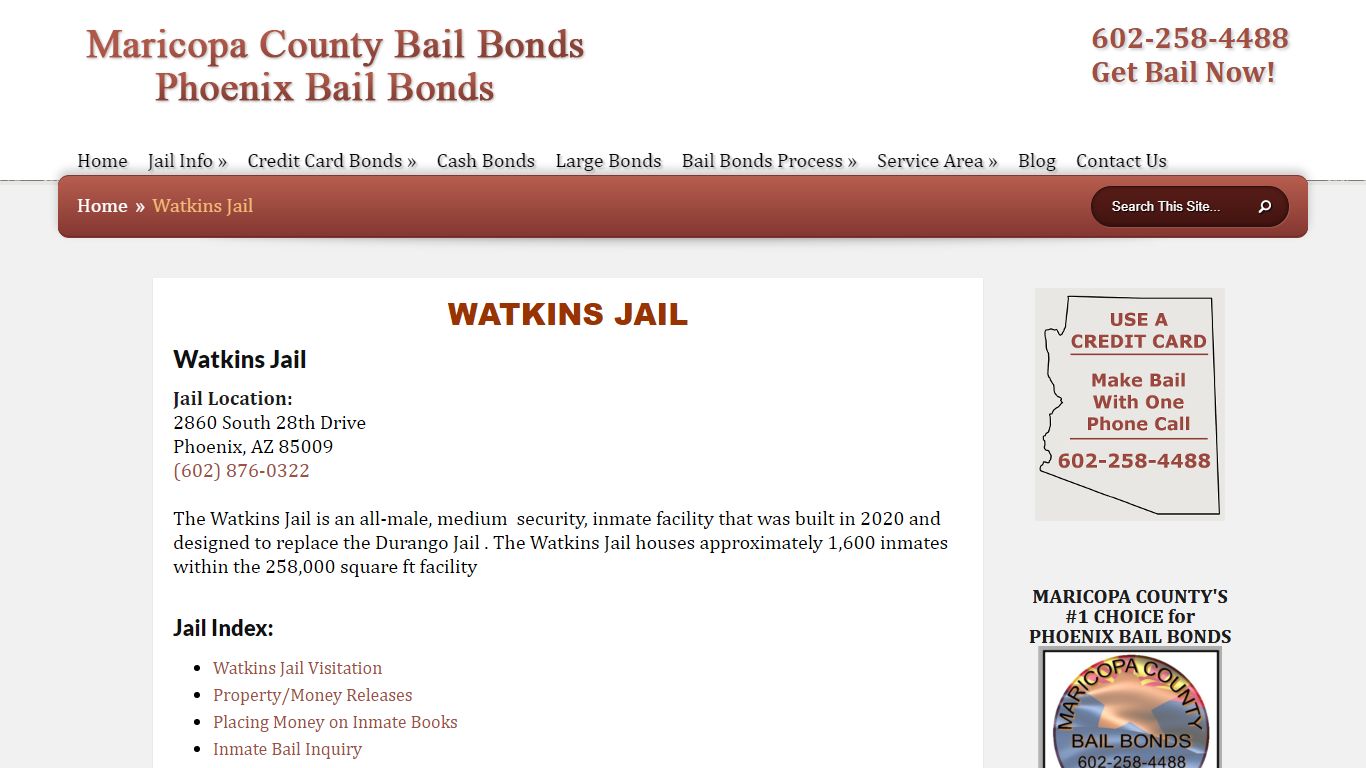 Watkins Jail Inmate Information - Maricopa County Jail Phoenix Arizona