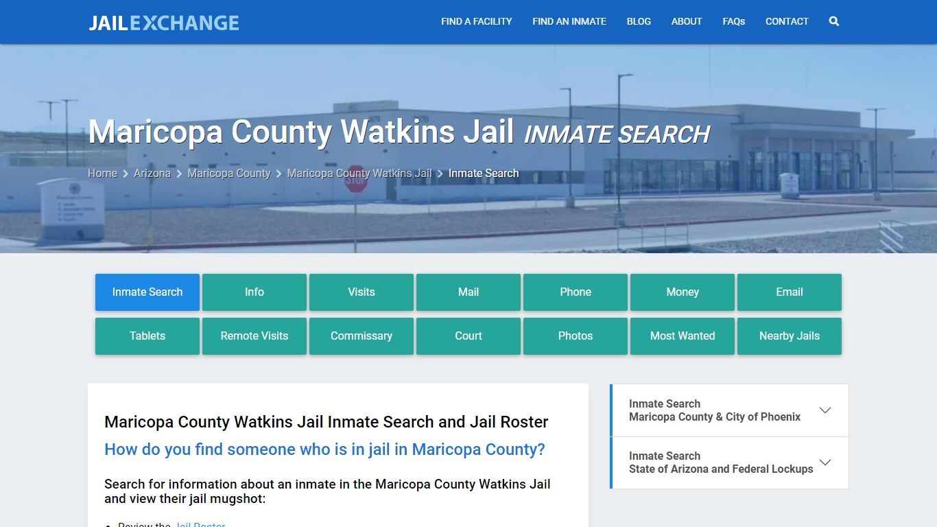 Maricopa County Watkins Jail Inmate Search - Jail Exchange