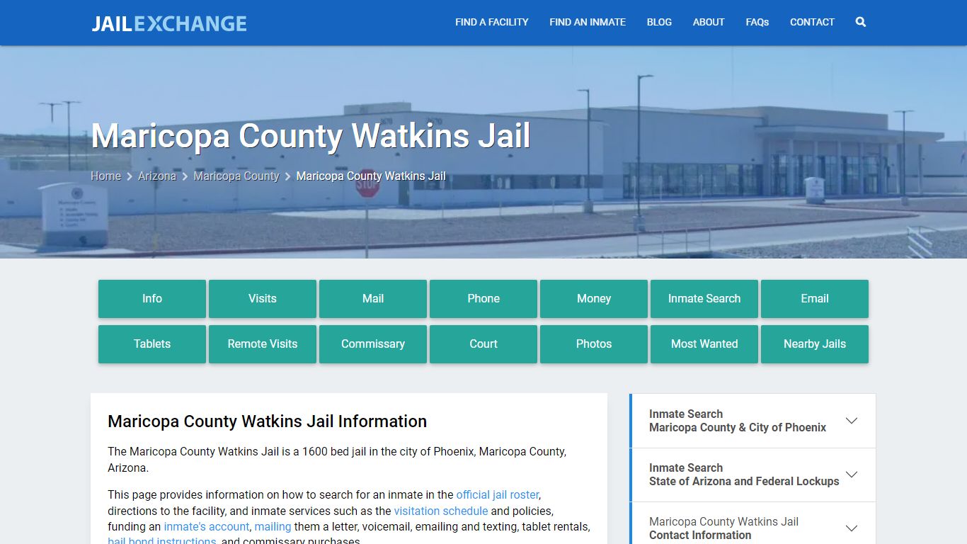 Maricopa County Watkins Jail, AZ Inmate Search, Information