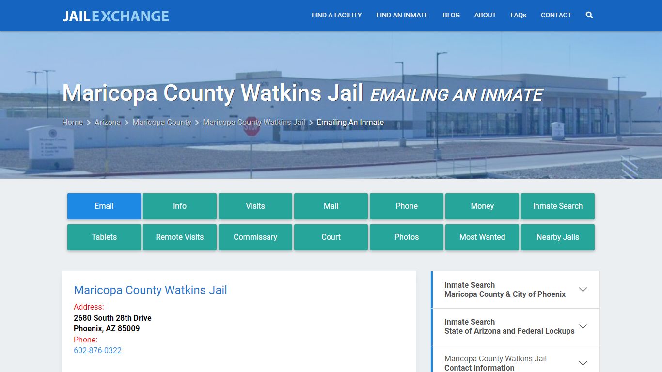Inmate Text, Email - Maricopa County Watkins Jail, AZ